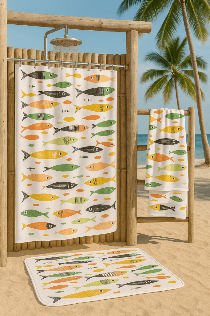Boho Sardine shower curtain