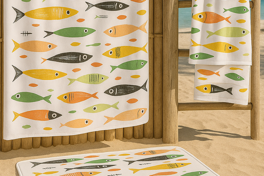 Boho Sardine shower curtain